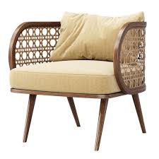 Victoria Wooden Rattan Chair Ps80 3d