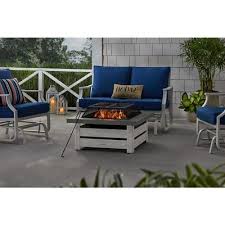 Square Steel White Washed Wood Fire Pit