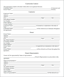 Construction Employment Contract Template Agreement Free