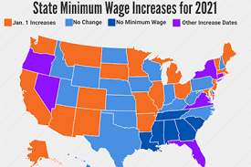 Minimum wage is the lowest amount that the law requires an employer to pay a worker per hour. State Minimum Wage Increases For 2021 Map Hr Daily Advisor