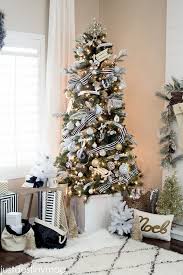 black and white christmas tree decor