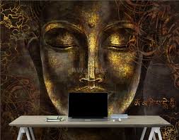 We present you our collection of desktop wallpaper theme: Buddhist Art Gold Style 3d Look Buddha Wallpaper Mural Wallmur