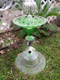 Glass Garden Sculpture Birdbath Made