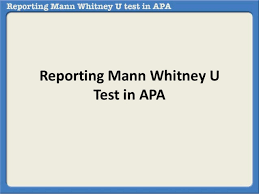 Reporting Mann Whitney U Test In Apa