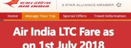 Air India Ltc Fare As On 1st July 2018 Central Government