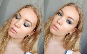 simple grey turquoise smokey eye makeup