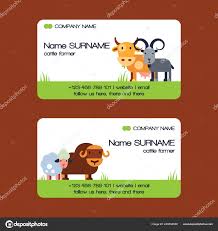 Farm Animals Vector Business Card Set Domestic Farming