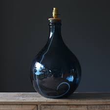 recycled glass lamp petrol blue