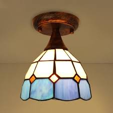Antique Style Flush Ceiling Light Dome 1 Light Stained Glass Light Fixture For Kitchen Beautifulhalo Com