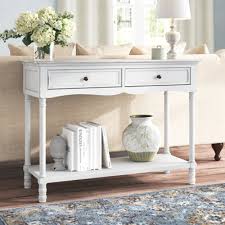 Wood 2 Drawer Storage Console Table