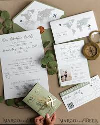 sage green pport wedding invitation