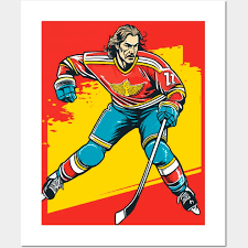 Retro Hockey Player Hockey Posters