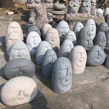 Garden Natural Stone Man Face Sculpture