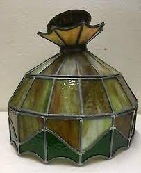 vintage slag glass stain glass lamp