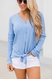 Just Be Beautiful Light Blue Blouse Pink Lily