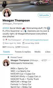 Meagan Thompson on X: Cuppy Car to the 🚀🌙 Beyond excited to say I've  accepted an offer at @NASCAR as a Manager of Social Media Strategy. @IMSA  will always be my first