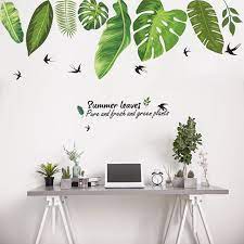 home tropical jungle green leaves wall
