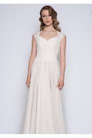 Freya Calf Length Wedding Dress With Cap Sleeve And Keyhole Back