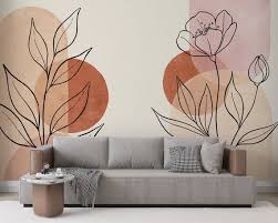 Pastel Boho Art Fl Wallpaper Pink
