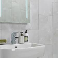light grey tiles for bathroom walls and