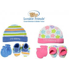 Luvable Friends Cap Mittens Booties Set Baby Boy Baby Girl