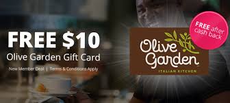 free 10 olive garden gift card after