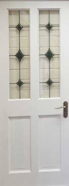 4 Panel White Door With Lead Glass