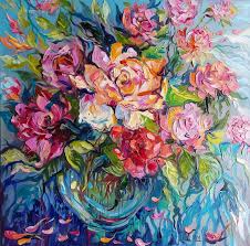 Rose Canvas Painting Flower Vase
