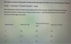 the redox reaction of potium iodide