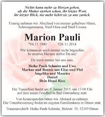 Maybe you would like to learn more about one of these? Traueranzeigen Von Marion Pauli Www Abschied Nehmen De