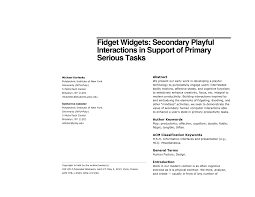 pdf fidget widgets secondary playful interactions in support of primary serious tasks
