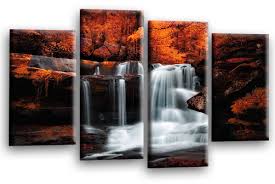 Waterfall Wall Art Picture Grey Orange