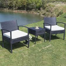 Forest Home Black 3 Piece Wicker Patio