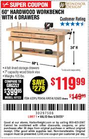 Maybe you would like to learn more about one of these? Windsor Design 60 In 4 Drawer Hardwood Workbench For 119 99 Harbor Freight Coupons
