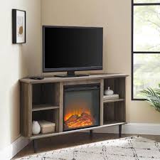 Grey Wash Wood Corner Tv Stand Fits Tvs