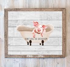 Pig Printable Pig Bath Print Pig
