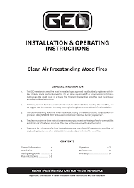 Geo Clean Air Freestanding Wood Fire Instructions Manualzz