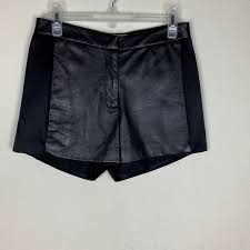 Ramy Brook Black Leather And Silk Shorts Size Xs