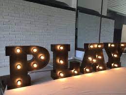 large letters with edison bulbs for