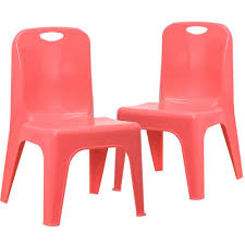 red plastic stackable chair