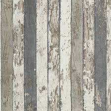 Narrow Wood Planks Wallpaper Grey As