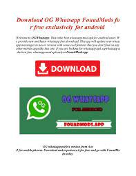 OG Whatsapp FouadMods for free exclusively for android by Fouad Mods - Issuu