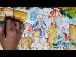This is a market drawing with sketching which gives simple idea how to draw easily by your own, the above drawing is not copied. Watercolor Painting Scenery Of Summer Season Tutorial How To Draw A Scenery Of A Village Market How To Draw Summer Season I Hope You Like This Video Pleas