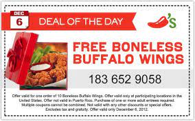 Chili S Free Boneless Wings Today Only With Coupon Entree Purchase  gambar png