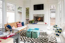 sunroom with gas logs fireplace
