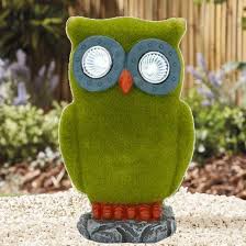 17cm Flock Owl With Solar Power Light