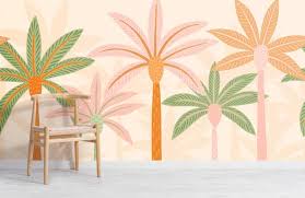 Cartoon Palm Trees Wallpaper Mural