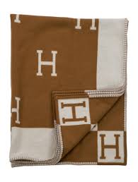 hermès avalon throw blanket brown