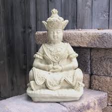 Large Vintage Ornate Buddha Cement