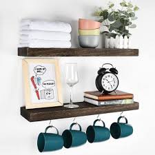 Dark Wood Decorative Wall Shelf Brown